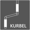 Stromloses heben und senken des Behangs, mittels leichter Bedienung der Kurbel. Kurbelantrieb
